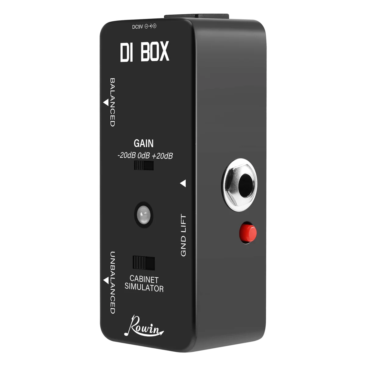 Rowin DI BOX LEF-331 Micro-DI com Sim de cabine e pedal de efeito de guitarra True Bypass