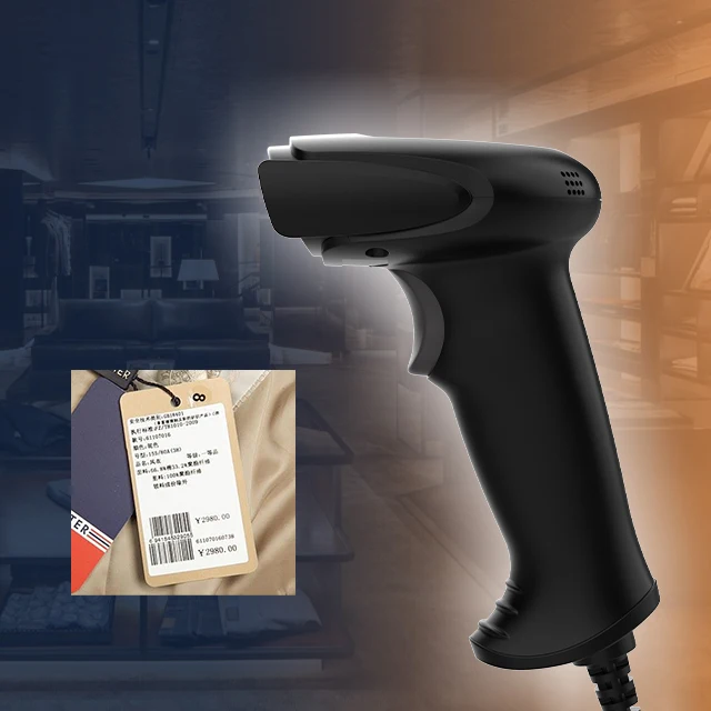 Portable 2D Barcode Scanner Machine USB Cheap Price Handheld QR Code Reader for Supermarket Library Warehouse Use