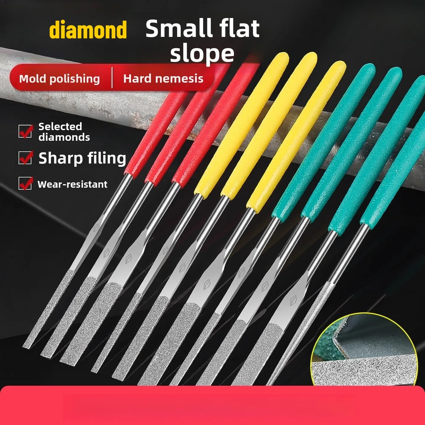 Xingong ultra-thin file flat 400 mesh, emery flat oblique rubbing knife, diamond small setback knife 200 grinding mold