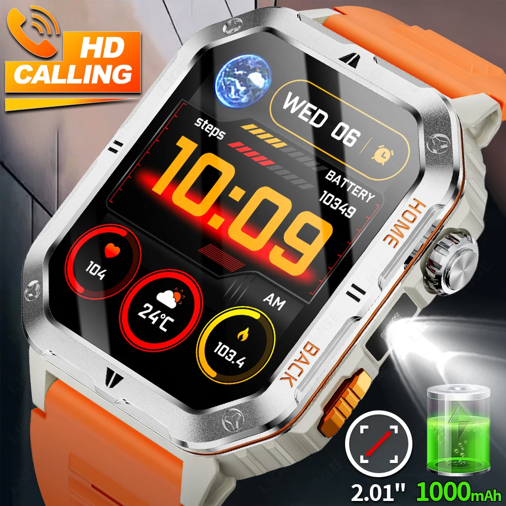 

LIGE New 1000mAh Large Battery Fitness Smart Watch 3ATM Waterproof LED Flashlight Bluetooth Call Sports Smartwatch for Men