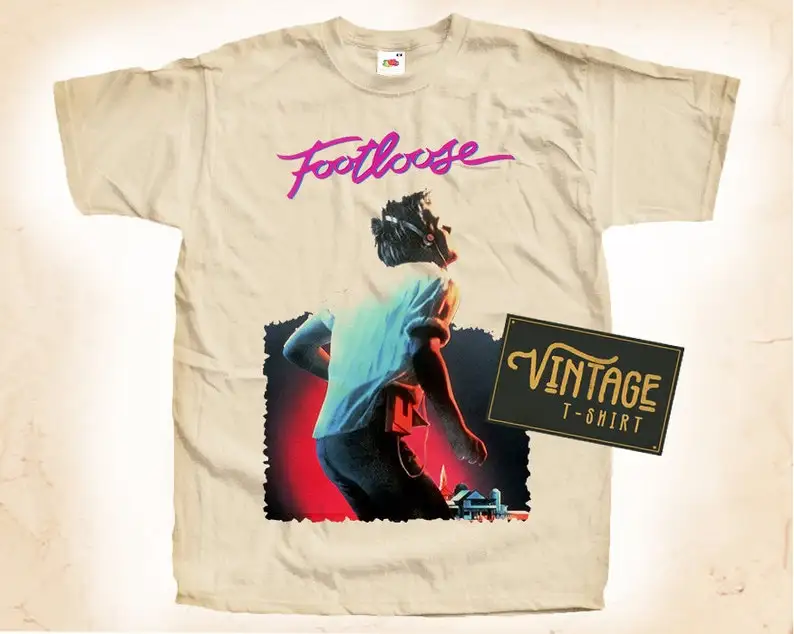 

Footloose T shirt Tee Natural Vintage Cotton Movie Poster All Sizes