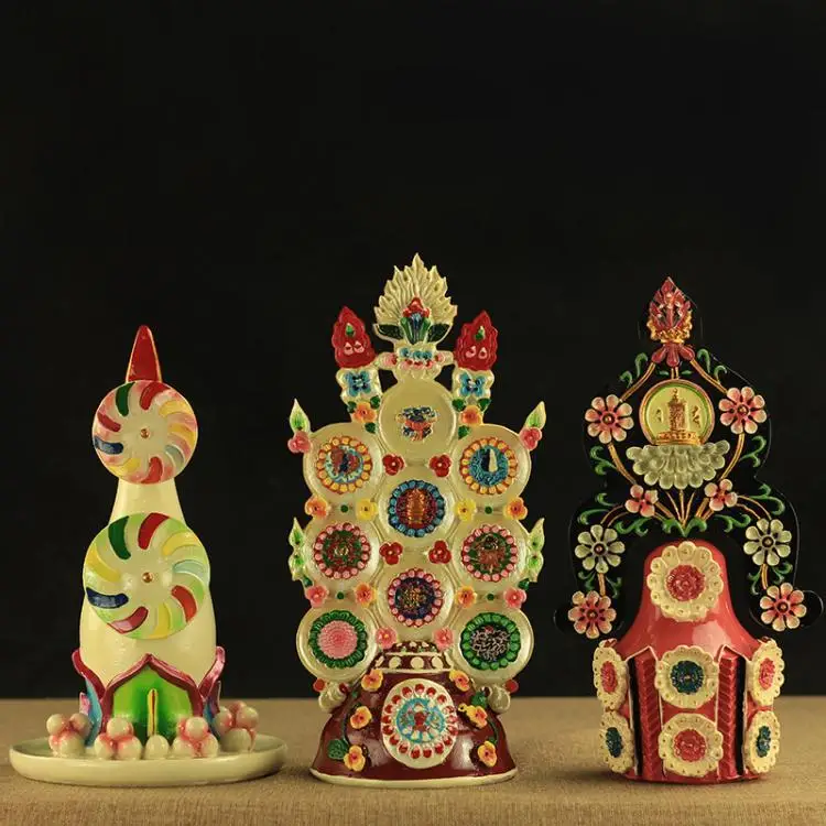 Hand painted Eight Auspicious Douma Collection, Tantric Artifacts, Buddhist Hall Supplies, Resin Diamond Duo Ma