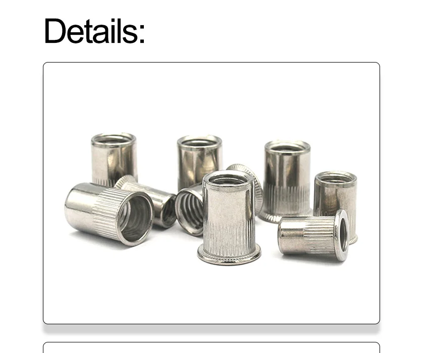 10/20 Stück Edelstahl Nietmuttern Senkkopf Flachkopf Set Muttern Einsatzmutter Gewinde M3 M4 M5 M6 M8 M10 Nietmuttern – Detail 4