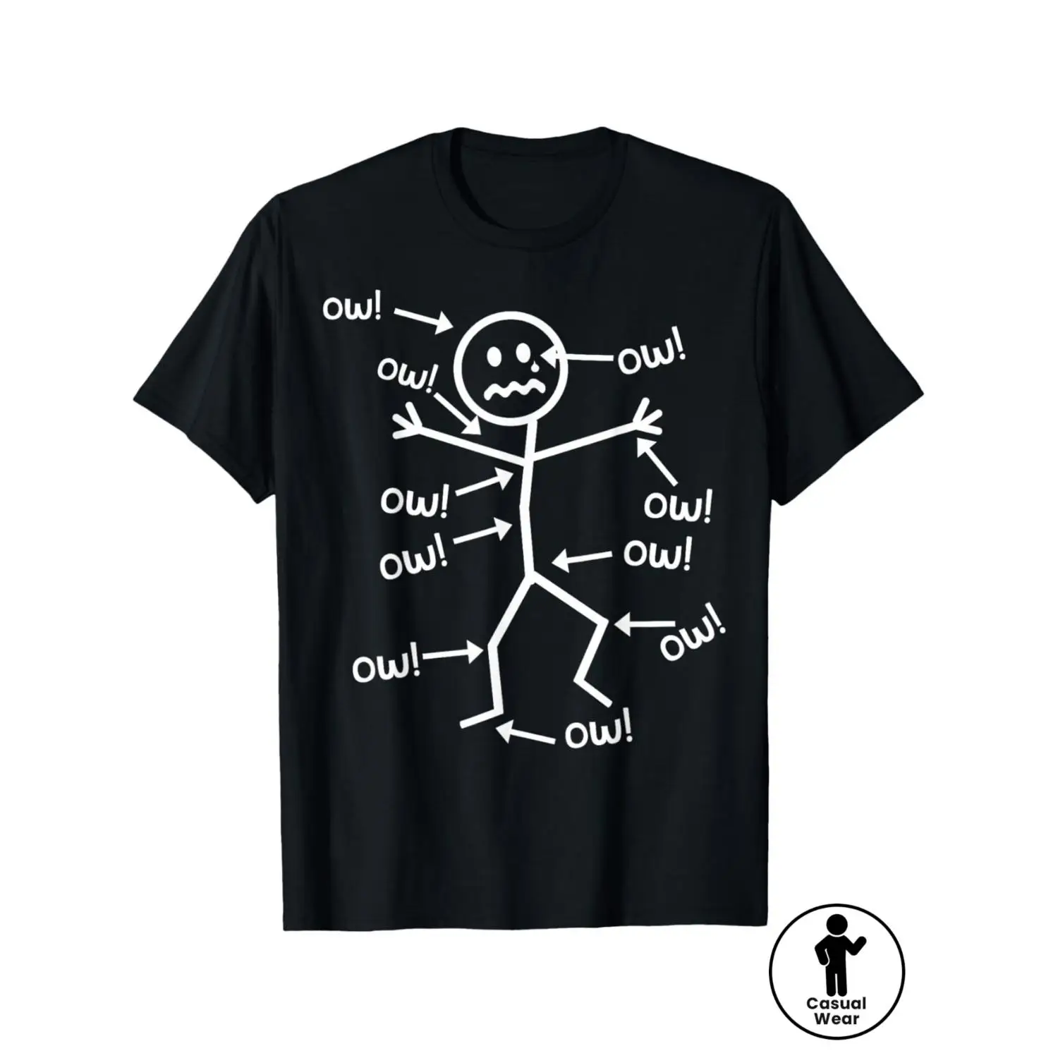 Ow Ow Ow T-Shirt- Funny Chronic Pain Awareness Tee Shirt - Summer Fashion Short-Sleeve Top, Round Neck, Machine Washable, Perfect for Casual Attire, Everyday Tshirt