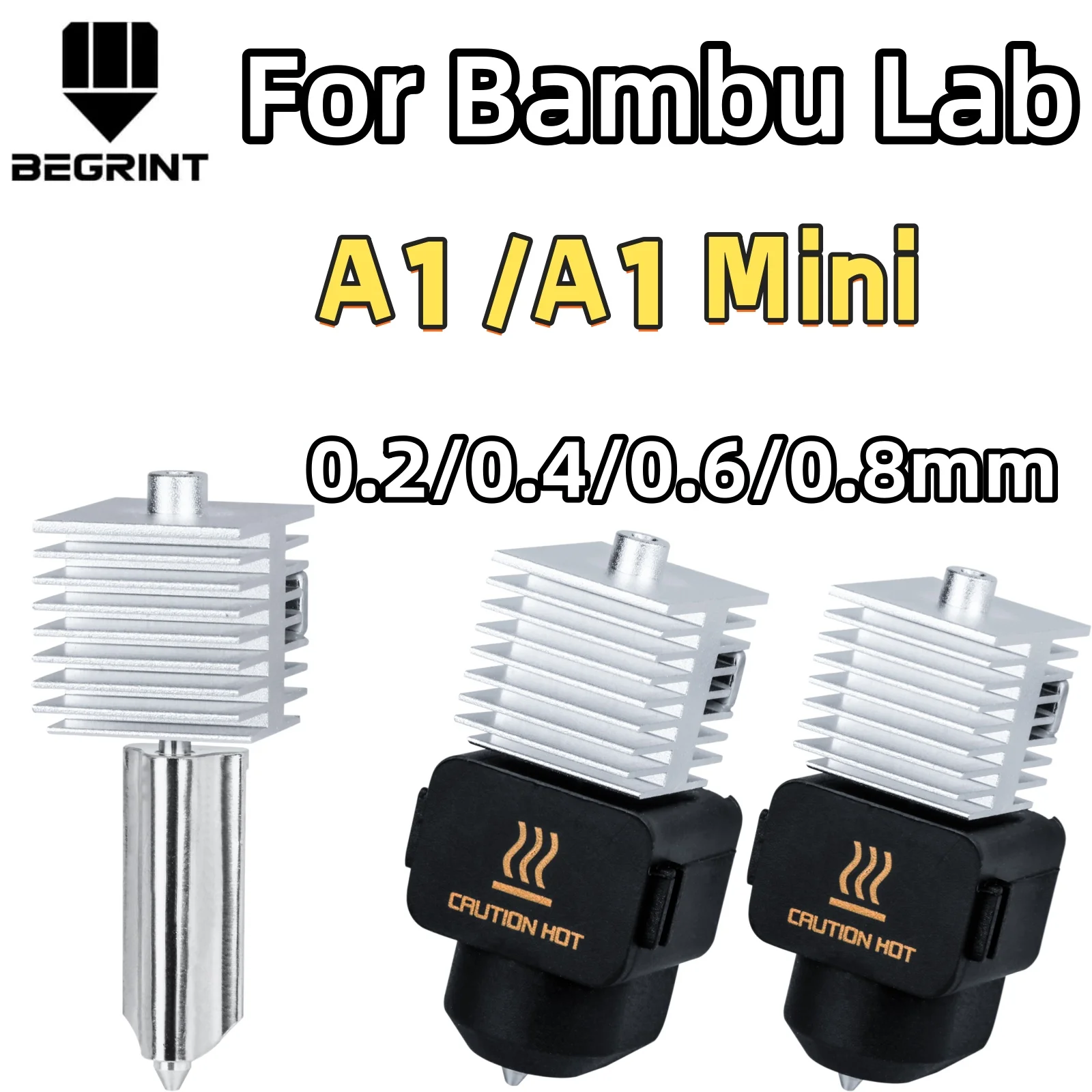 

For Bambu Lab A1 Mini Upgrade integrated Stainless Steel Hotend Nozzles 0.2/0.4/0.6/0.8mm For Bambu Lab A1 3D Printer Parts