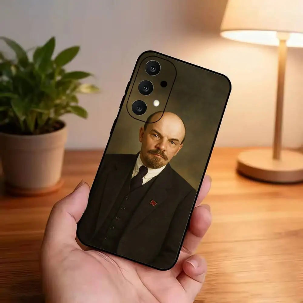 L-Lenin Soviet Communism Shockproof Black Cell Phone Cover, Fit for Samsung S20,S21,S22,S23,S24,S25,S26,Ultra,Plus,FE,Lite