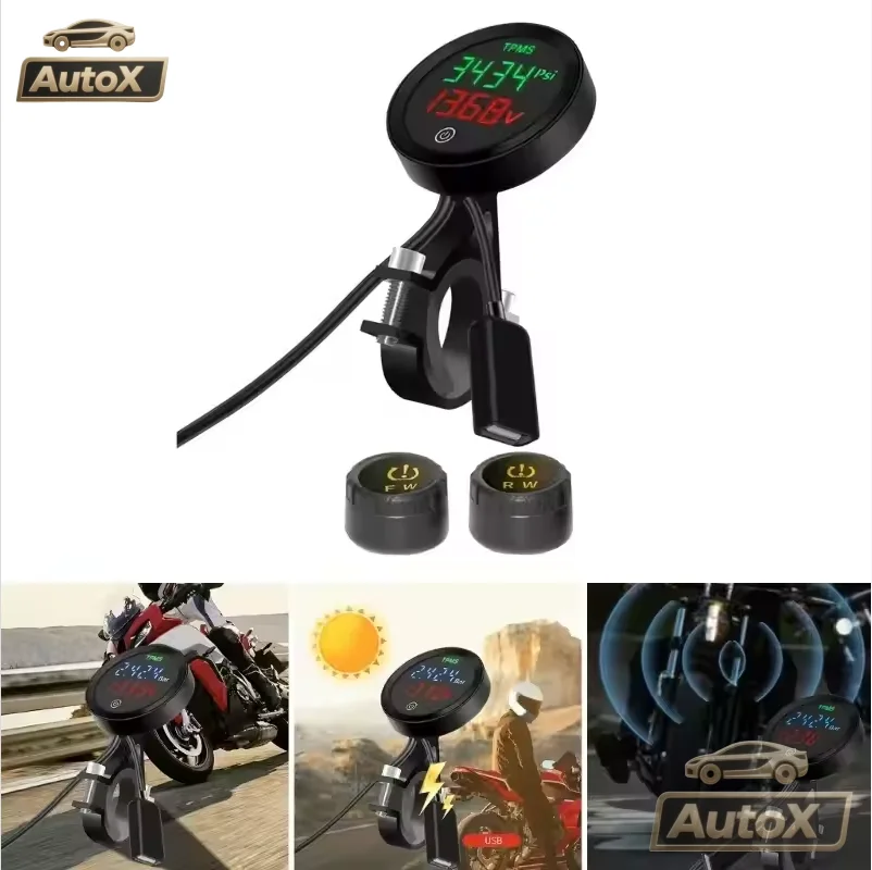 ACCEO K33 TPMS Motocicleta Com QC 3.0 Carregamento Rápido Saída USB Pneu Pressão de Ar Temperatura MoSystem Touch Screen