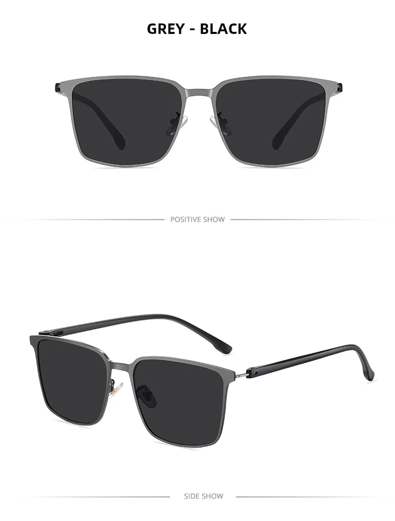 Ultra Licht Edelstahl Polarisierte Sonnenbrille Männer Hohe Qualität Metall Quadrat Männliche Sonnenbrille Mode Sommer Driving Shades UV400 – Detail 13