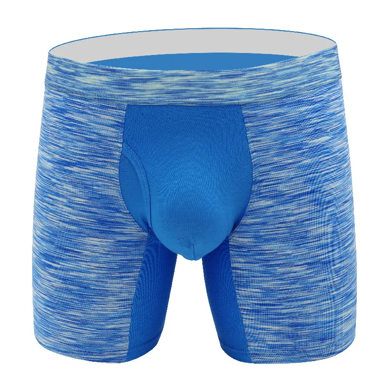 Calzoncillos Boxer de Modal antirozaduras para hombre, pantalones cortos de entrenamiento con abertura frontal, ropa interior de gimnasio de pierna larga, calzoncillos deportivos transpirables de secado rápido