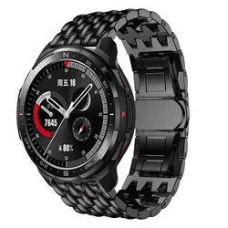 22mm Metal Wristband Bracelet For Honor Watch GS Pro Stainless Steel Dragon Pattern Strap For Honor Magic Watch 2 46mm GS3 Band