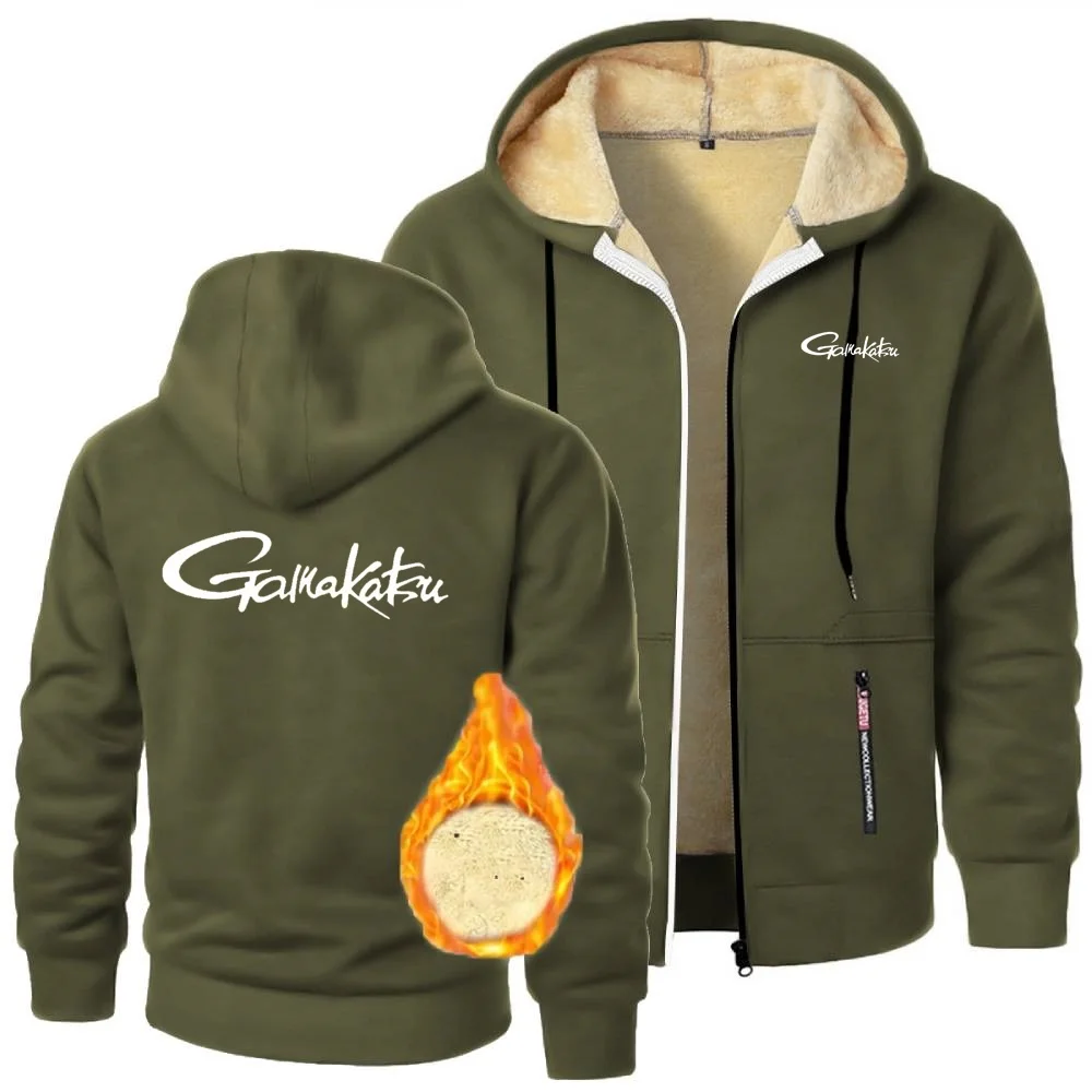 ملابس رياضية غير رسمية معاطف Gamakatsu الصيد رجالي أبلى قلنسوة بسحاب بلوزات الشتاء امبسوول الصوف رشاقته سترة رياضية #1