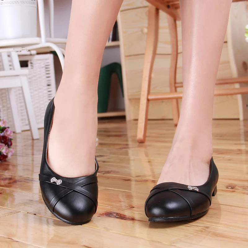 Large Size 47 Fashion Women\'s Flats Shoes Spring Female Ballet Shoes Round Toe Solid black white Casual Work Loafer Shoes Ladies