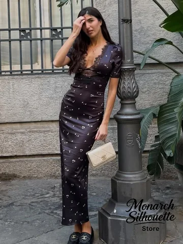 Черное атласное платье Vestidos