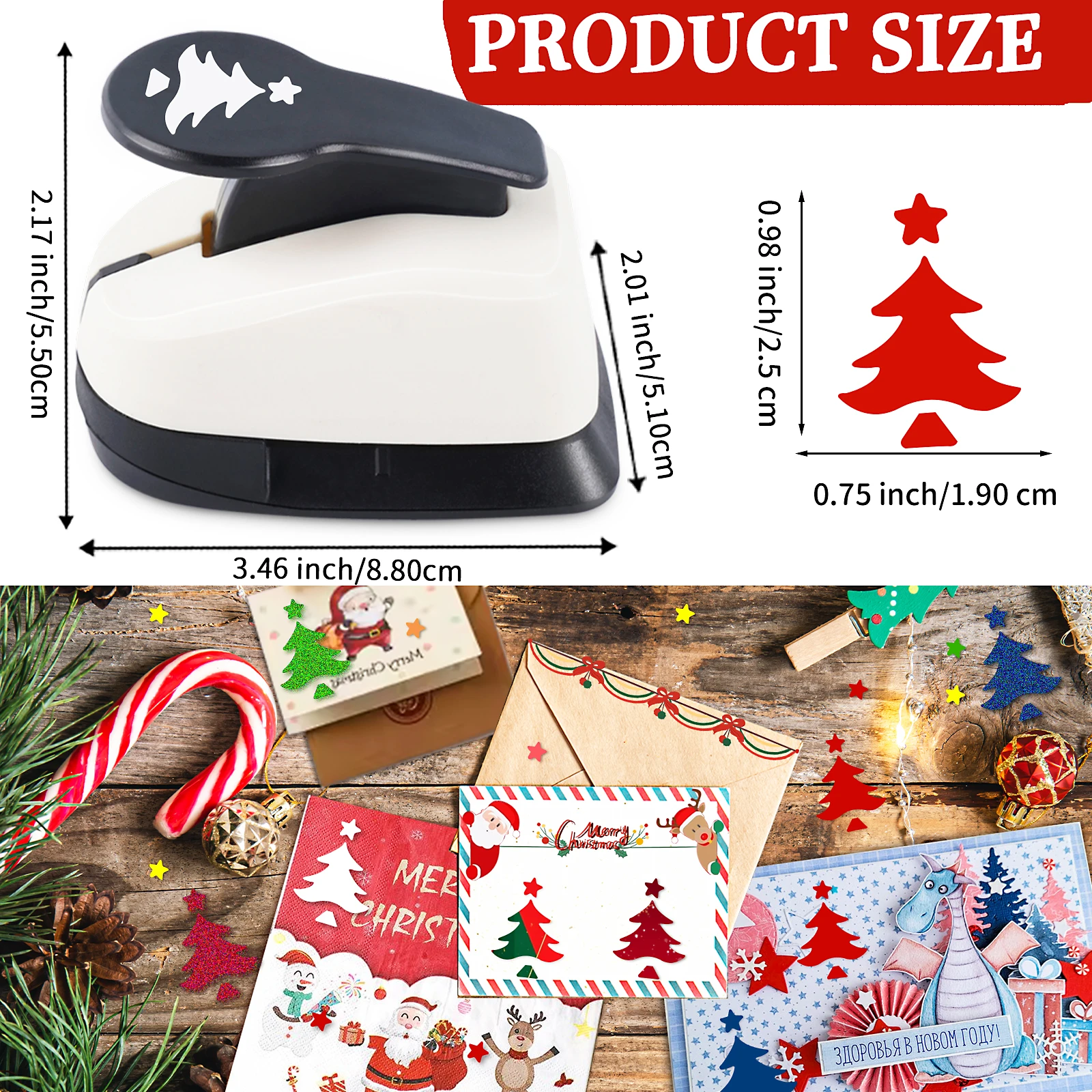3pcs Paper Hole Puncher Cutter Tool Set Christmas Snowflake Bell Tree Shapes 1 inch 25mm for Paper Art and Crafts for Christmas view 5