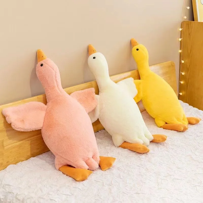 50-190cm Kawaii Quality Giant Colorful Goose Plush Toy Big Stuffed Animal Goose Soft Doll Sleeping Pillow Cushion Children Gifts