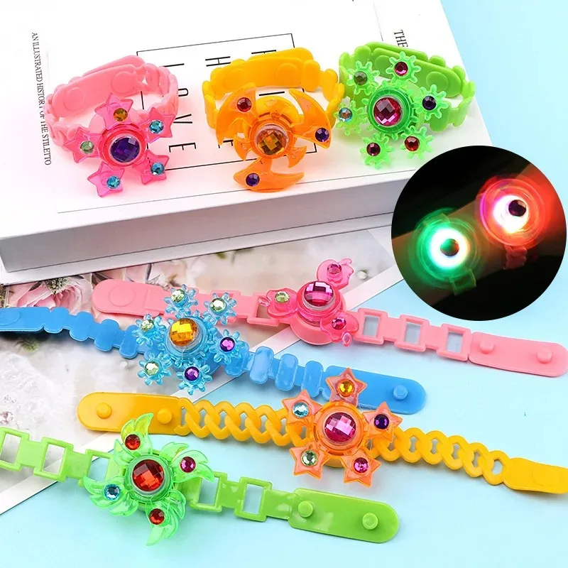 Creative Children's Luminous Wrist Band Manual Rotating Soft Flash Gyro Bracelet for Kids LED Lights Glowing Toys