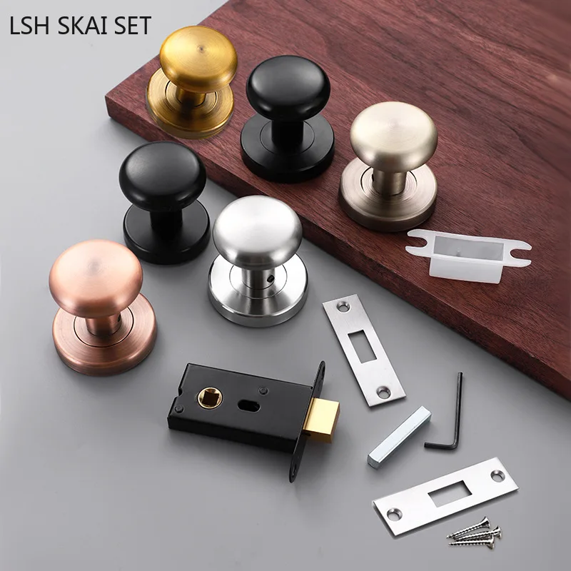 

Silent Zinc Alloy Keyless Invisible Door Lock Bedroom Round Single-sided Door Handle Deadbolt Locks Indoor Hardware Lockset