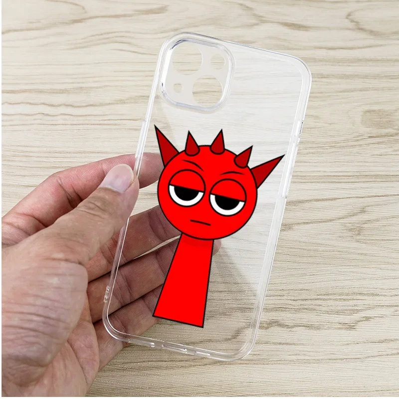 Funny Cartoon Sprunki Phone Case For iPhone 16 15 14 13 12 11 Pro Max Mini X XS XR SE 7 8 Plus Shockproof Transparent Soft Cover