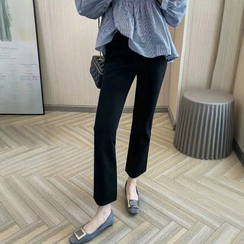 Maternity Maternity Pants Slim Fit Nine Point High Waist Belly Support Soft Stretch Pregnant Women Summer Spring Autumn Daily Wear - Aliexpress Deal