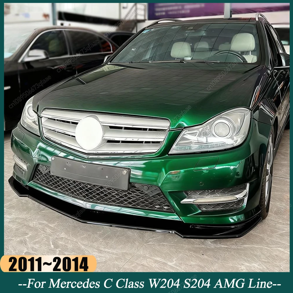 

3Pcs Gloss Black Car Front Bumper Lip Spiltter For Mercedes Benz C Class W204 S204 AMG Line 2011-2014 Facelift Tuning Bodykits
