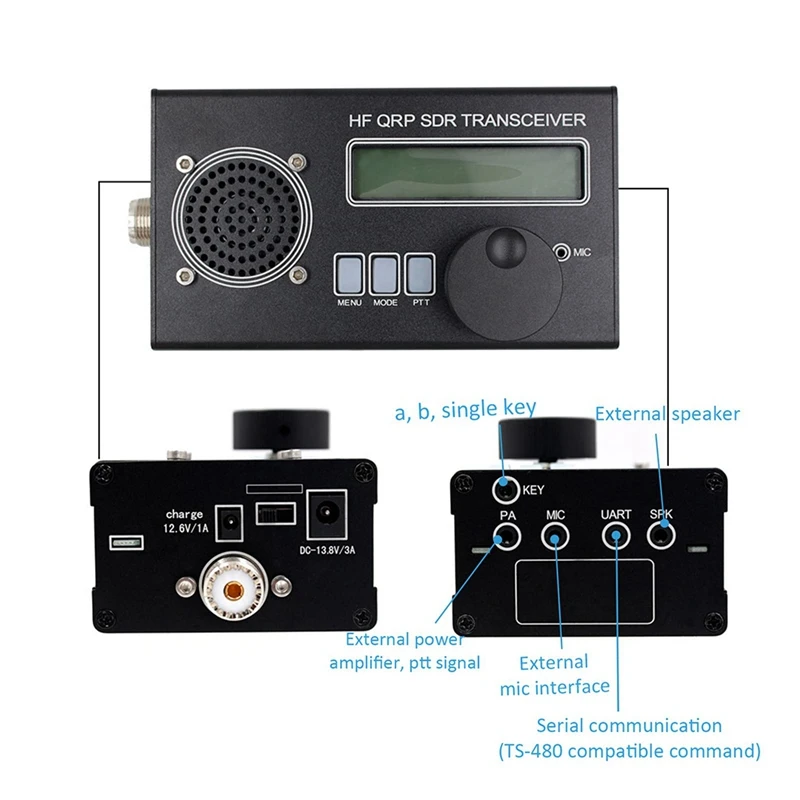 Shortwave Radio Transceiver 8 Bands Full Mode USDR SDR QRP Transceiver USB/LSB/CW/AM/FM Etc. Signal Receive Mode US Plug