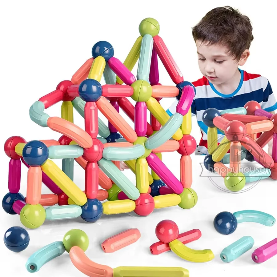 Blocs de construction magnétiques pour enfants: jeu Montessori à bâton magnétique pour 3 4 5 ans blocs magnétiques jouets pour enfants jeux de blocs