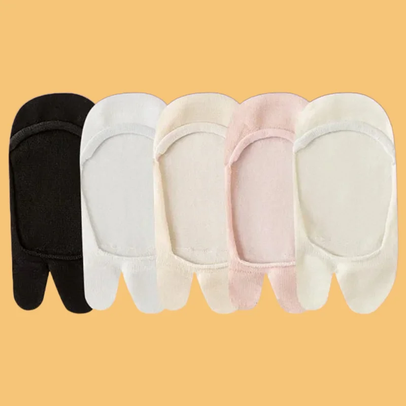 5/10 Pairs New Two-finger Invisible Socks Summer Thin Breathable Cotton Socks Sweat-absorbent Split Toe Shallow Boat Socks