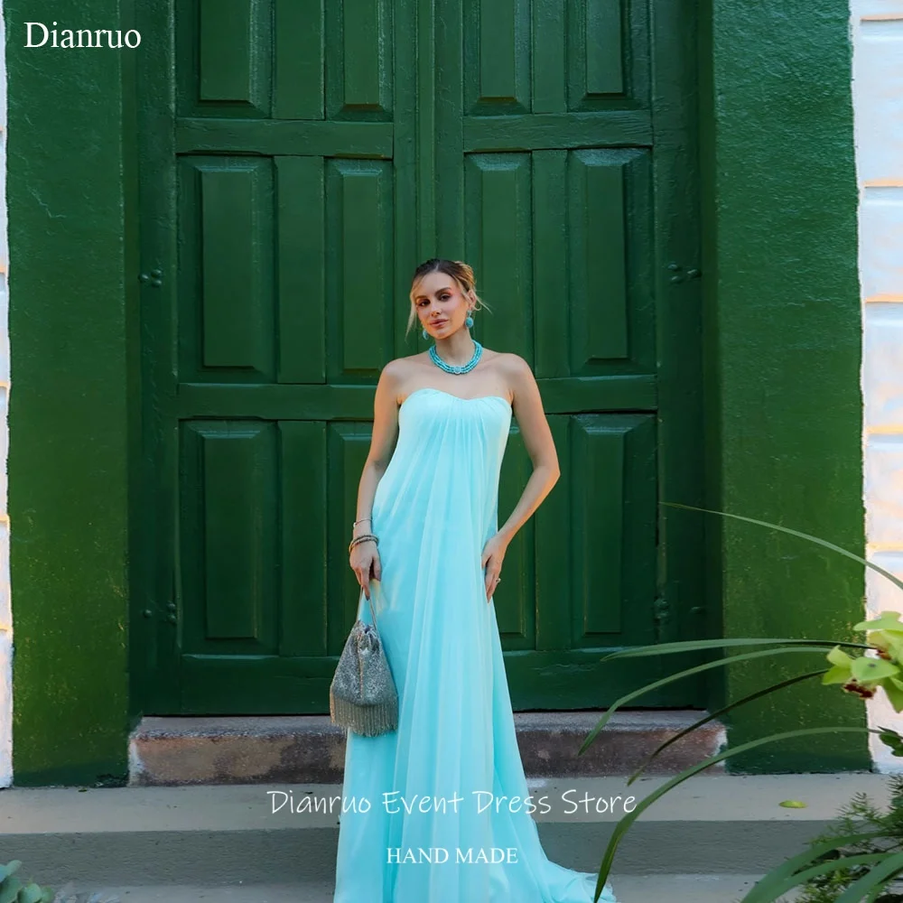 Vestido de noche largo hasta el suelo, de corte evasé y con volantes, ideal para invitadas a bodas, elegante, de la marca Dianruo, con diseño de corazón en el escote, confeccionado en gasa, y disponible a medida.