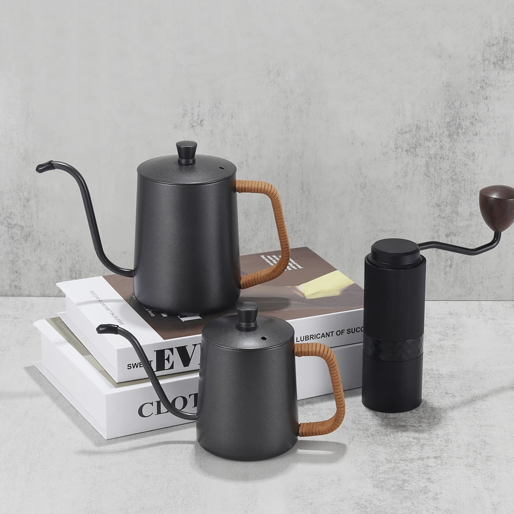 Drip Kettle 350ml 600ml Coffee Tea Pot Non-stick Coating Food Grade Stainless Steel Gooseneck Drip Kettle Swan Neck Thin Mouth