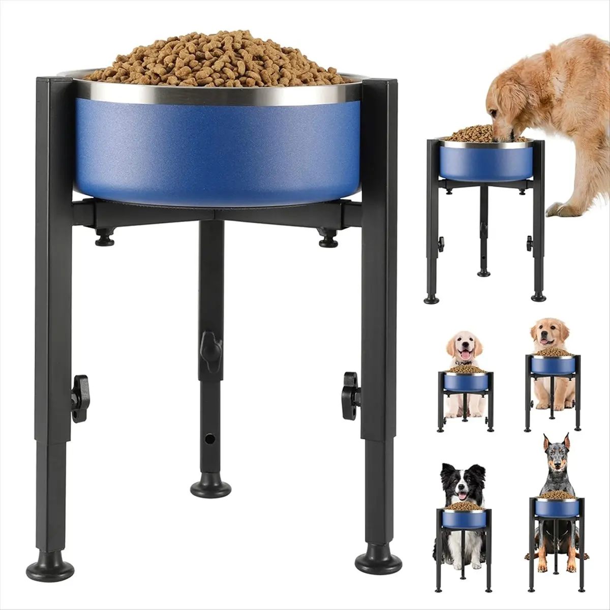 

Подставка для миски для собак BAAU, регулируемая подставка для кормления собак, усиленный держатель для миски для собак, приподнятая кормушка для воды для средних и больших собак