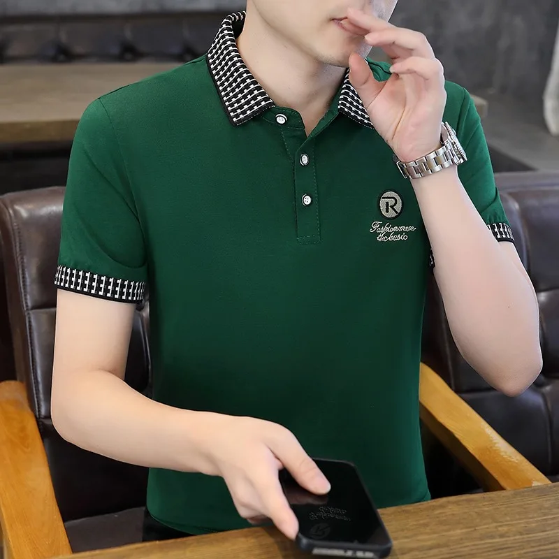 Men's Polo Shirts Tshirt Premium Soft Fabric Solid Color Casual Pullover Summer Button Placket Tee