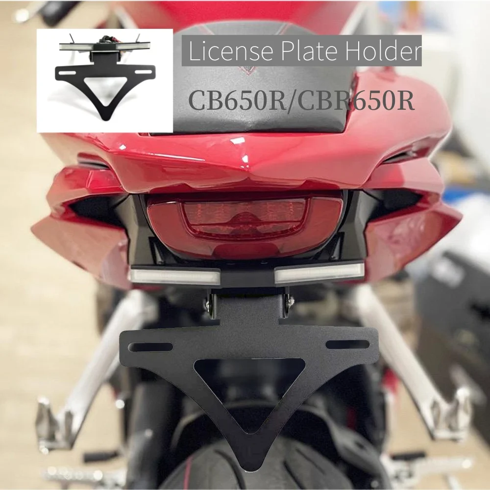 

New For Honda CBR650R CB650R 2021-2025 Motorcycle Rear License Plate Holder Frame Black Modified Short Tail License Plate Holder