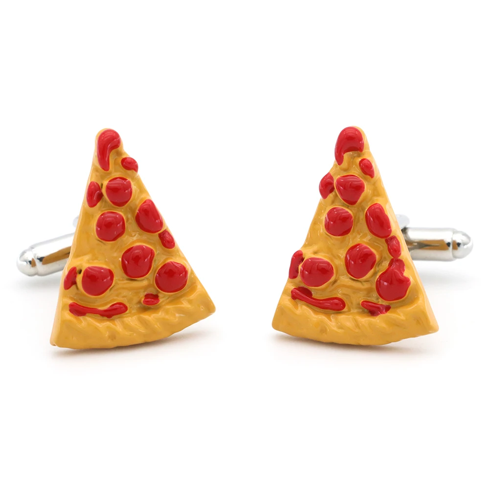 Food Design Pizza Cufflinks For Men Quality Copper Material Yellow Color Cuff Links Wholesale&retail