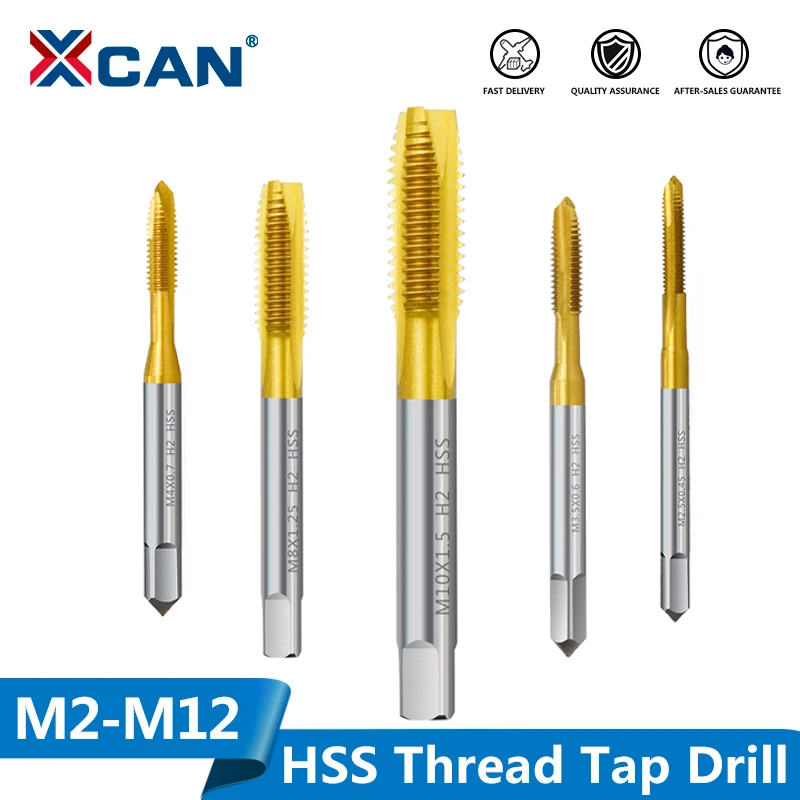 XCAN Thread Tap HSS 6542 Screw Tap Straight Flute Metric Tap Drill Hand Tool M2 M2.5 M3 M3.5 M4 M5 M6 M8 M10 M12 M14 M16