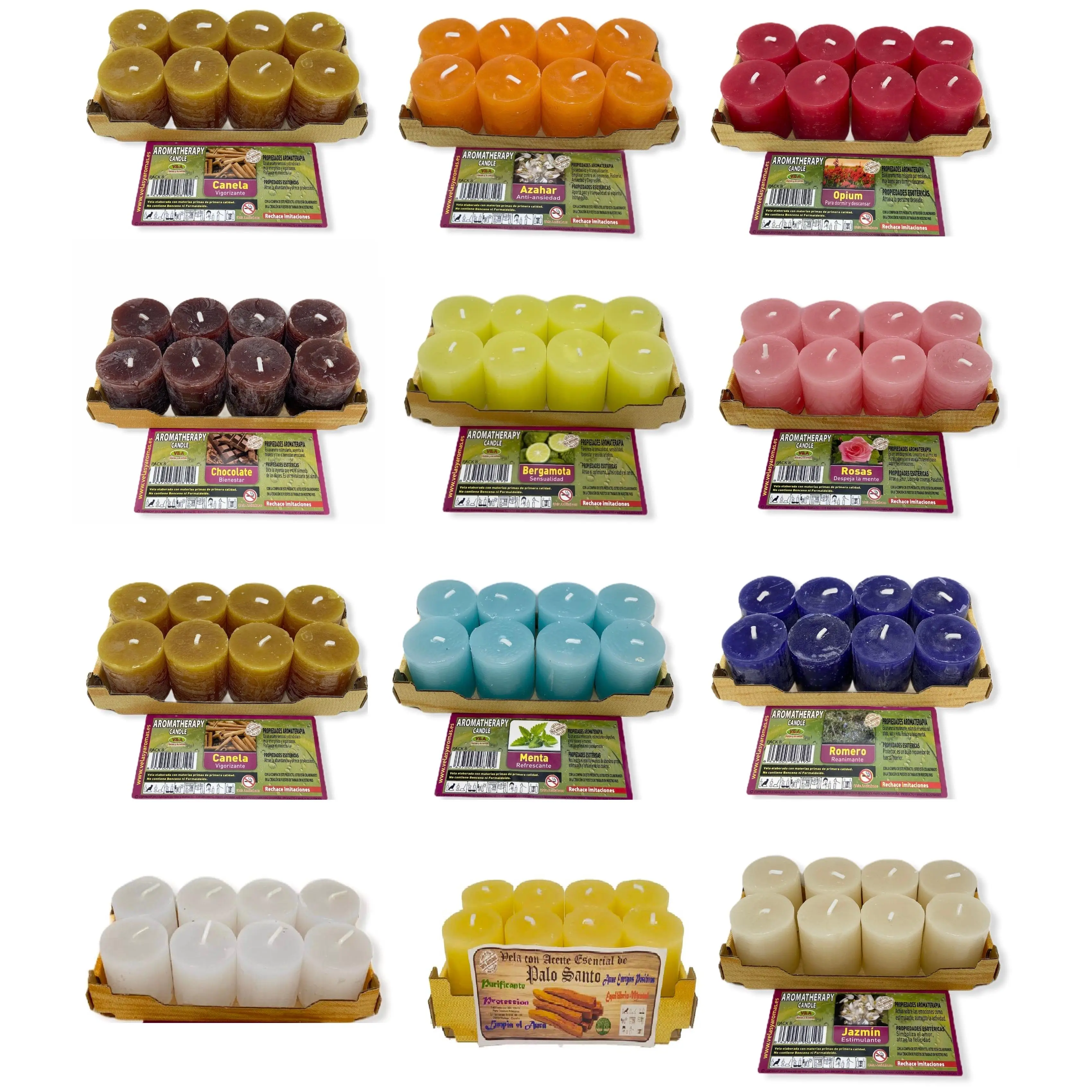 YUMO HOUSE - 8 Scented Candles Set with Natural Wax, including Palo Santo, Honey, and Jasmine, handmade in Spain for a clean burn and lasting fragrance, perfect for creating ambiance or gifting.