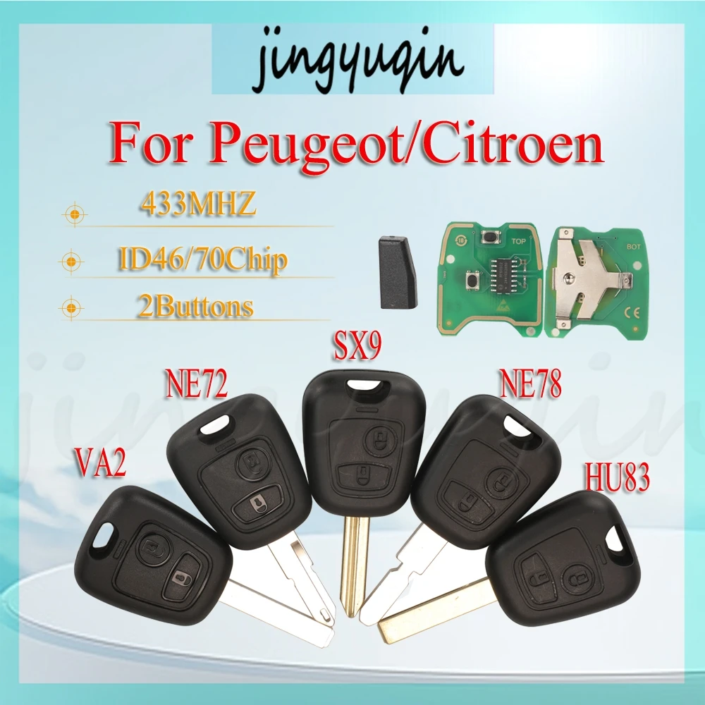 

Jingyuqin для Peugeot/Citroen toyota aygo 2005-2014 citroen c1 c3 2005-2014 Peugeot 107 2005-2014 2 кнопки ID46/70чип 433 МГц