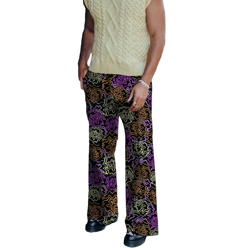 Design original calças de alta costura africana calças de perna larga masculina na moda impressão festa wear personalizado desempenho wear