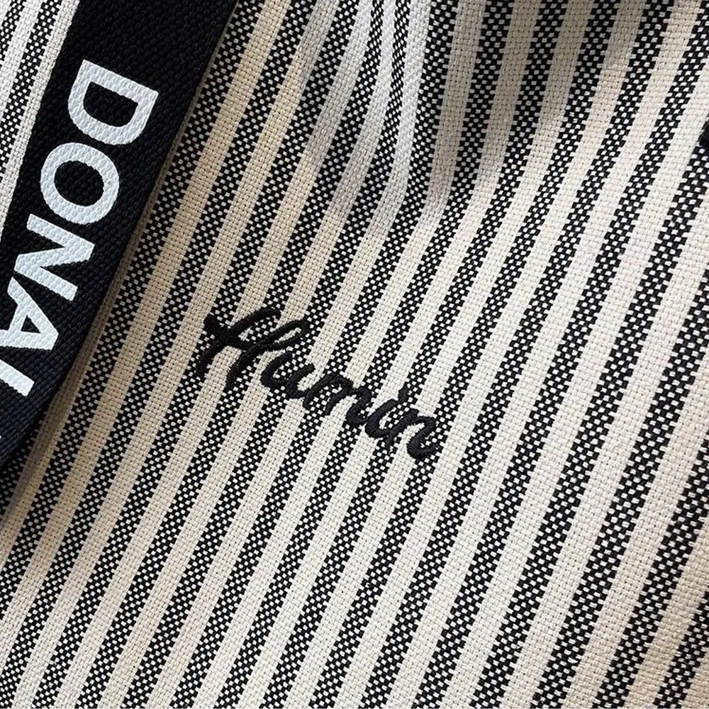 حقيبة كتف كاجوال مخططة من القماش ذات سعة كبيرة حقيبة كتف متعددة الوظائف للتنقل للنساء #5