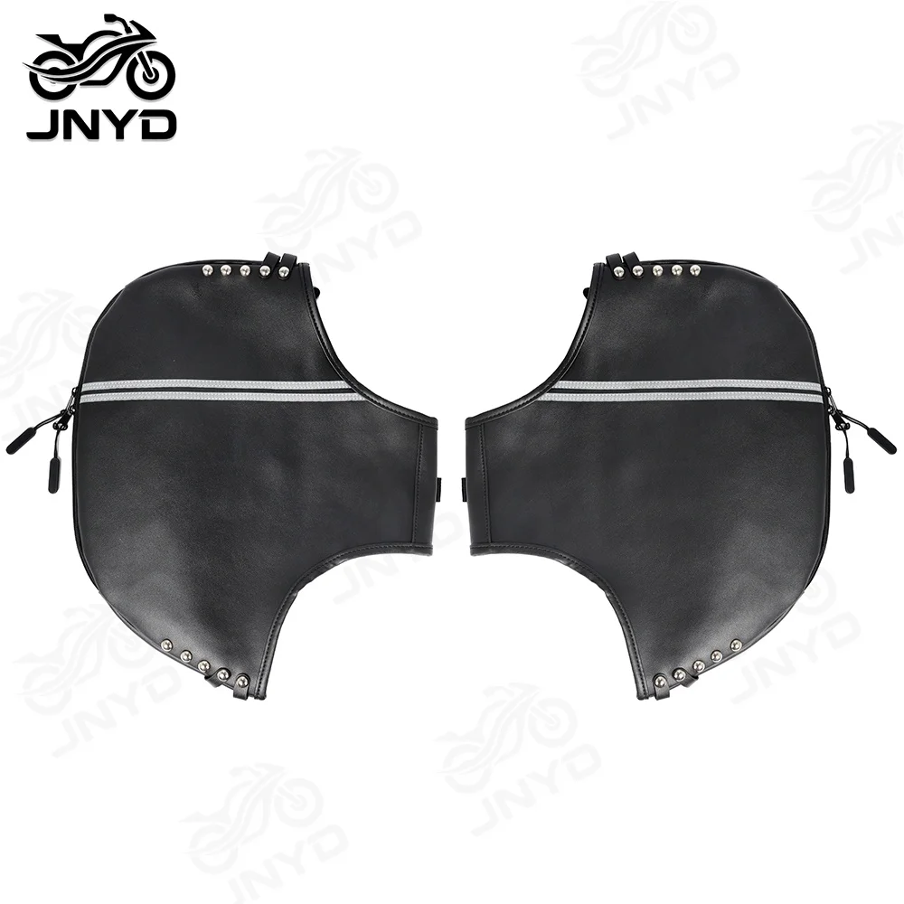 JNYD PU Leather Soft Lowers Chaps Motorcycle Leg Warmers Crash Bar Bag for Touring Road King Road Electra Glide Trike Models