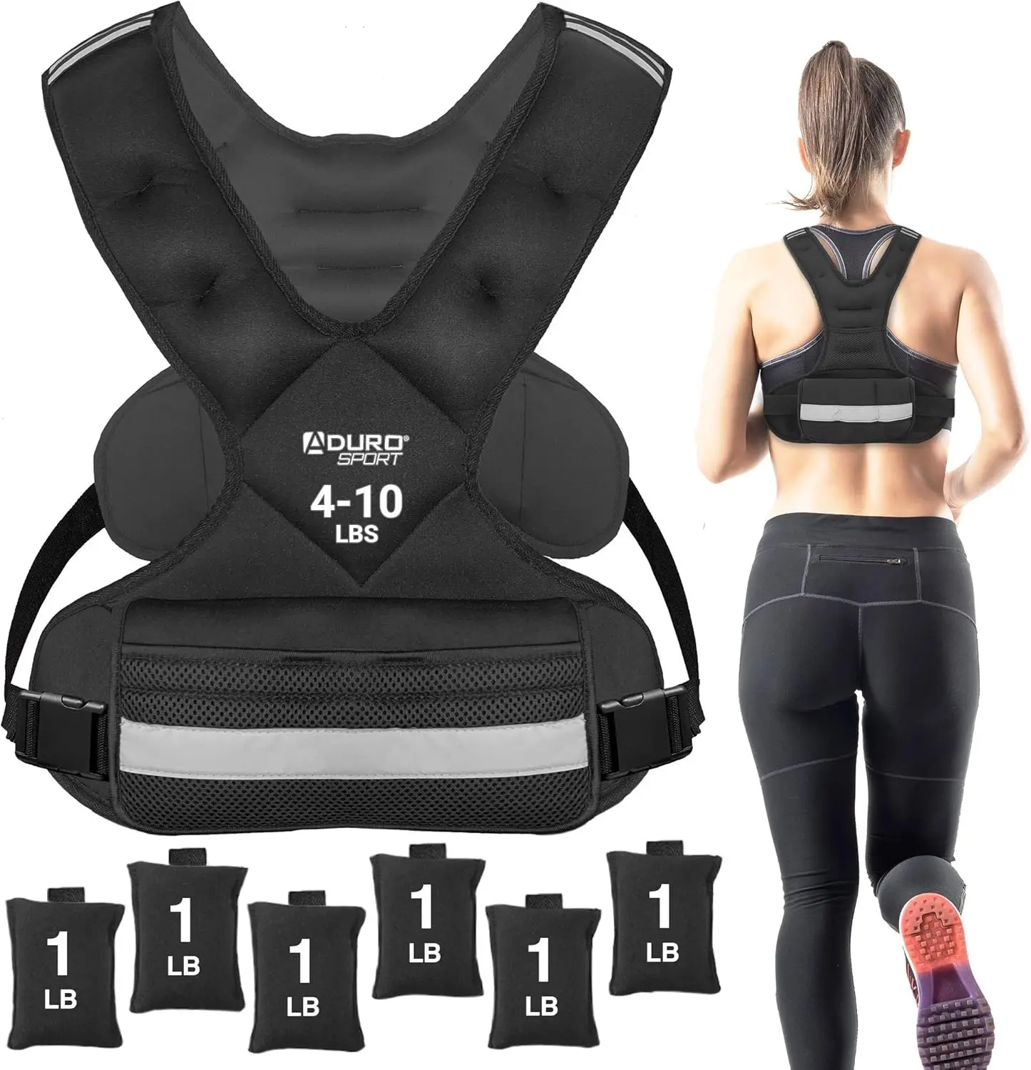 Adjustable Weighted Vest Workout Equipment, 4-10lbs/1.81-4.53kg Body Weight Vest for Men, Women, Kids