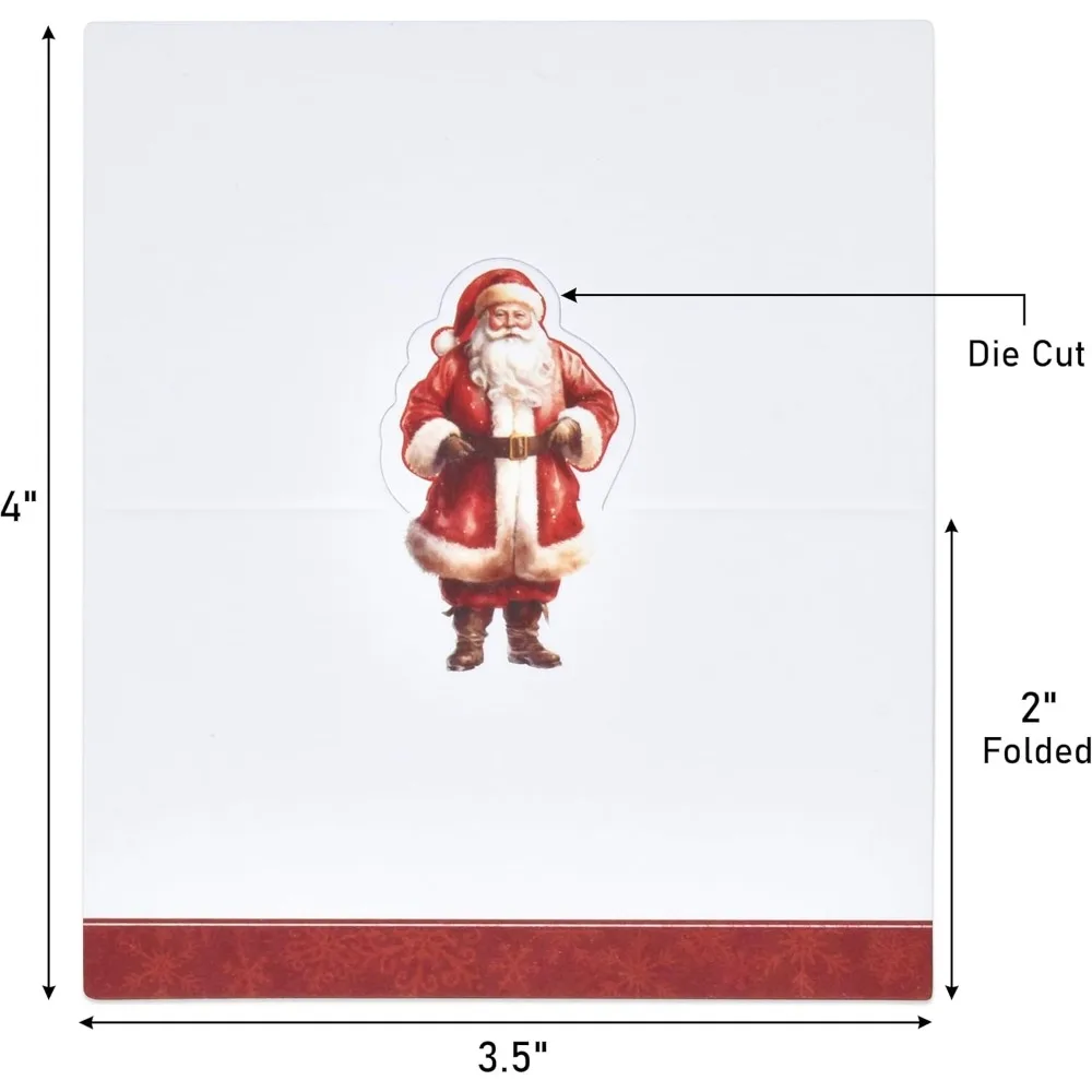 Boutique de regalo: paquete de 100 tarjetas de lugar navideñas, tarjeta de nombre para asientos navideños, troquelada, mesa de Papá Noel de Navidad, papel plegado, diez