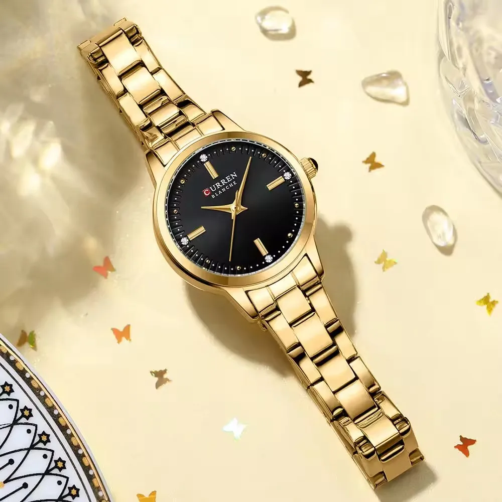 Curren 9094  2024 Women\'s Watches Fashion Original Quartz Wrist Watch for Ladies Dazzling Diamond Waterproof Gold Luxury hand