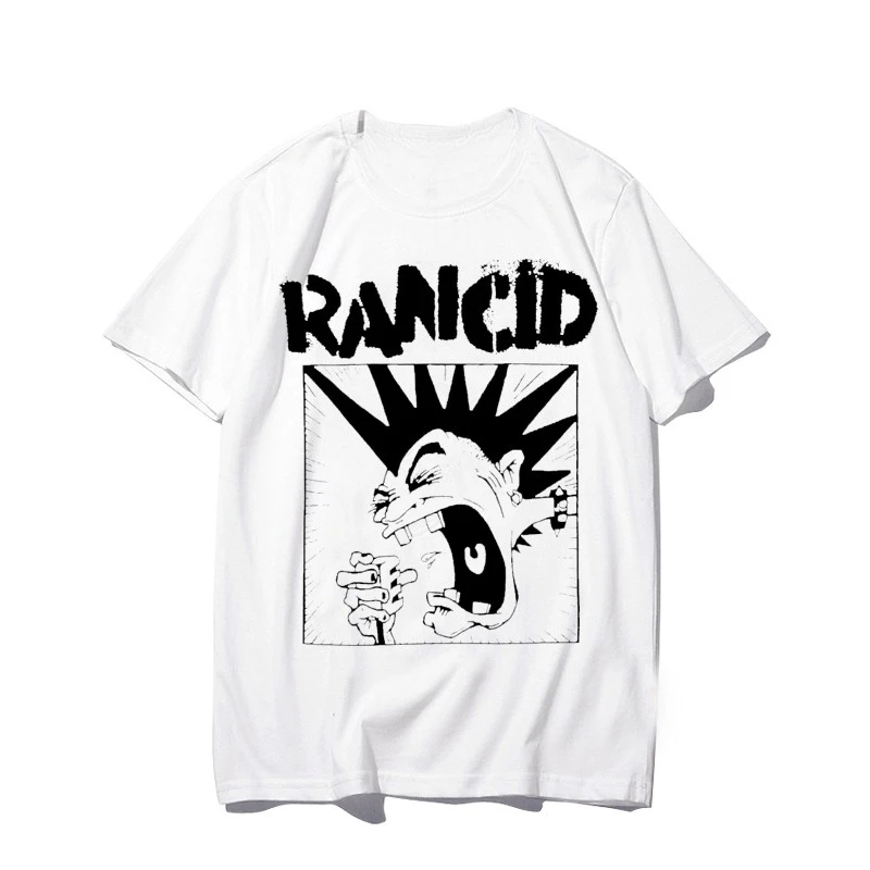 Rancid Stench Band West Coast High Street كبيرة الحجم سوبر فاير تايد العلامة التجارية قصيرة الأكمام الرجال والنساء القطن تي شيرت مطبوع
