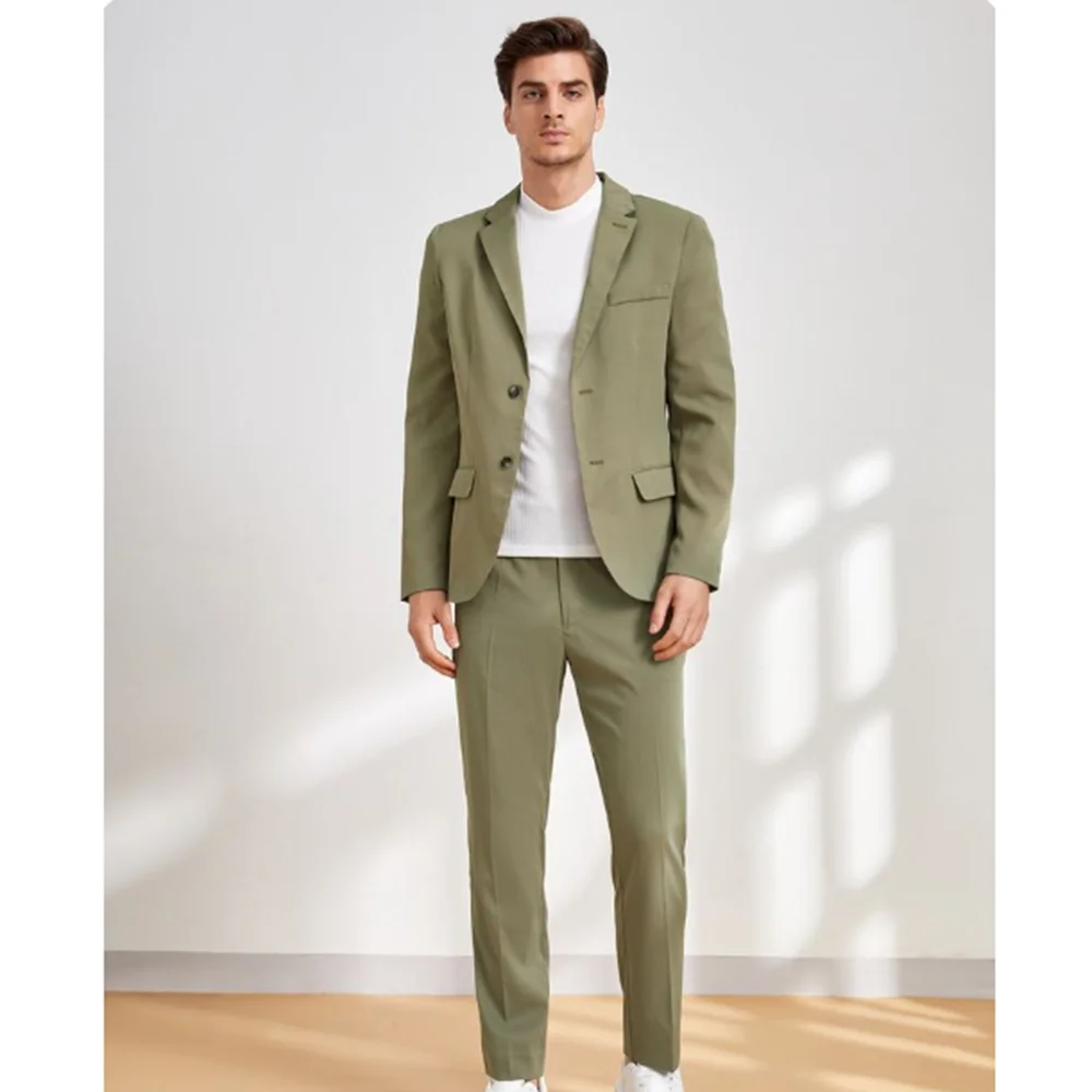

Men Suits High Quality Black 2 Piece Jacket Pants Vest Spring Blazer Casual Outfits Set Single Breasted Costume Homme