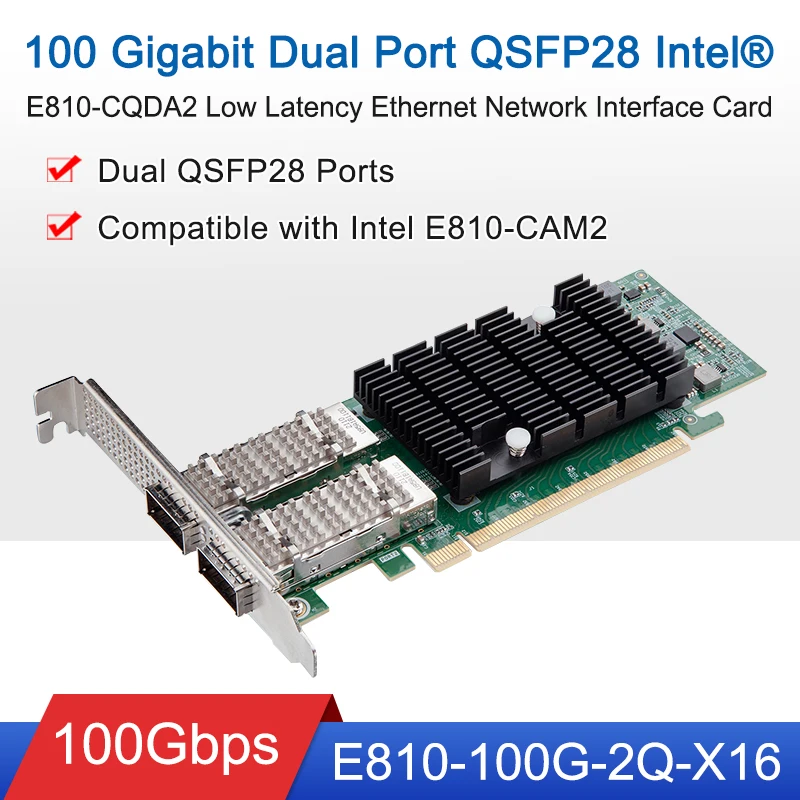 QSFP 100Gb Network Card Duplex QSFP28 Port Intel® E810-CQDA2 Ethernet Network Interface Card Dual-Port PCIe 4.0 x16 NIC Card
