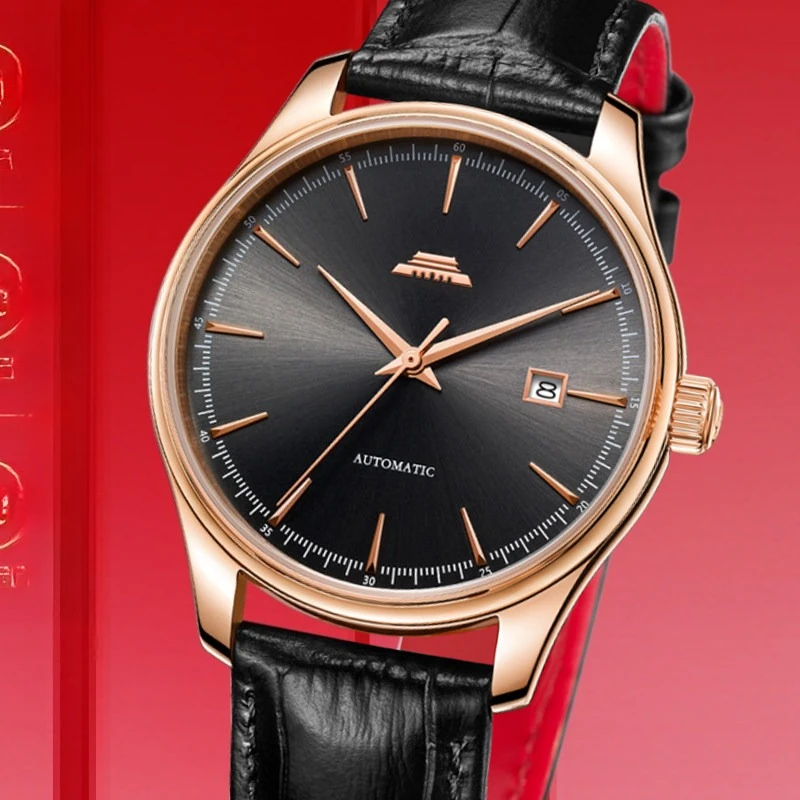 

Мужские классические водонепроницаемые автоматические механические часы Beijing Watch с прозрачным корпусом и календарем, деловой подарок