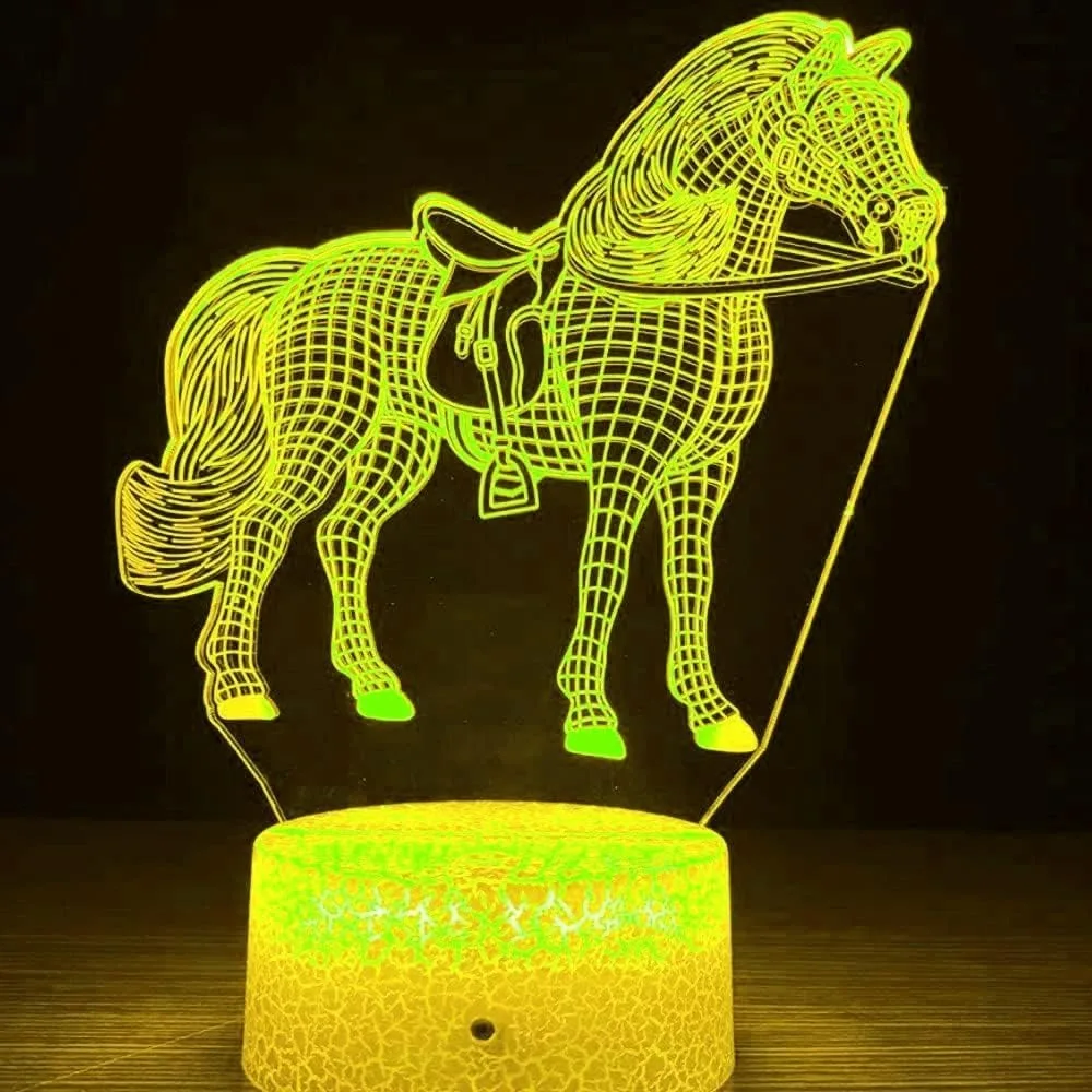 Nighdn Night Lights for Kids Room Decor Horse 3D Illusion Lamp Birthday Gifts for Child Baby Boy and Girl Bedside Sleep Lights