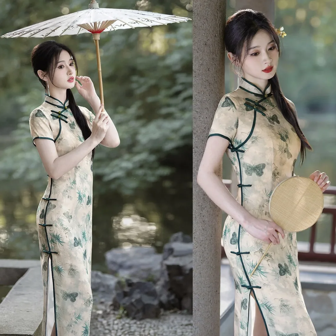 

Винтажное вечернее платье в китайском стиле, женское элегантное Ципао с цветочным принтом, Cheongsam, большие размеры 4XL, Vestidos, новогодние платья