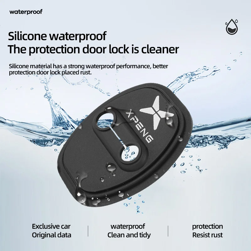 Silicone Door Lock Buckle Cover For Xpeng G6 G9 P7 P5 G3 X9, Car Door Latch Protector, Anti-rust Shock Absorption Pad 4Pcs - view 5