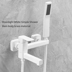 Juego Simple de ducha de cobre Blanco/negro para baño, grifo de bañera, interruptor de mezcla de agua fría y caliente